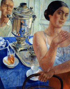 Al samovar, 1926 da Kuzma Sergeevich Petrov Vodkin